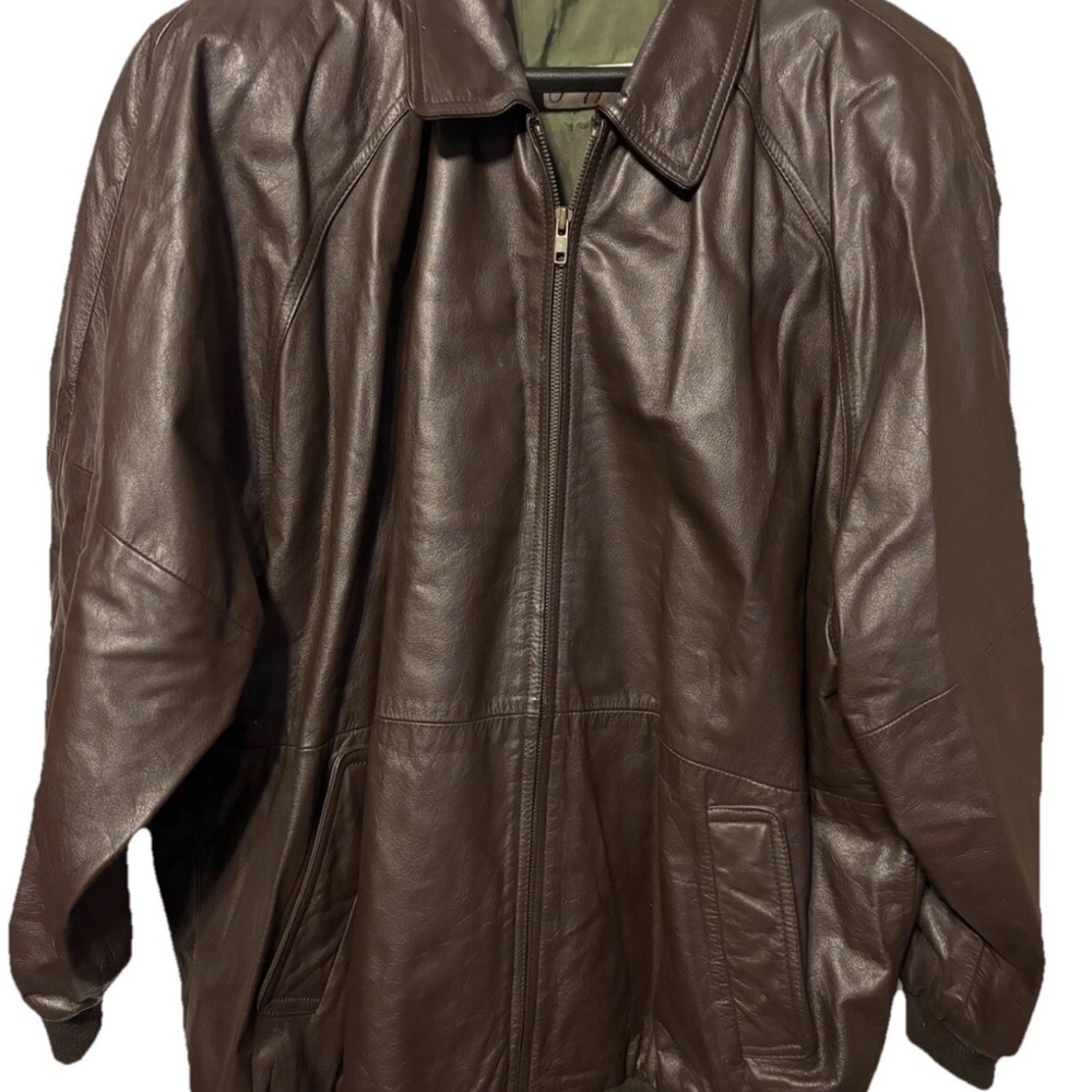 Women’s For You By Spiegel Leather Coat Size 1X Brown Full Zip & Pockets